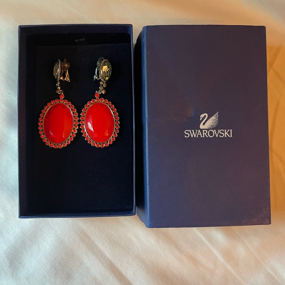 Swarovski Clip On Earrings In Box